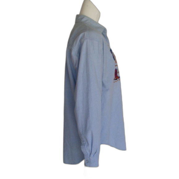 Chambray Top, L, Blue, Western Embroidery/Boots & Hats, Long sleeves, Buttons - Picture 6 of 14